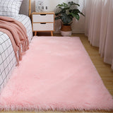 1pc Alfombra Esponjosa Rosa Claro de Lujo - Suave, Alfombra de Poliéster Peluche con Base Antideslizante, Lavable a Máquina para Elegancia de Dormitorio y Sala de Estar, Alfombras para Dormitorio