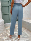 Frenchy pantalones regulares simples y lisos para mujeres para la vida diaria con cinturon