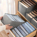 1 caja de almacenamiento de ropa plegable, divisor de ropa de denim jeans, organizadores de armario y cajón para ropa interior y calcetines, tela no tejida, lavable a mano/secar limpio