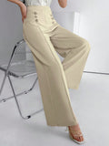 Modely pantalones palazzo de pierna ancha de unicolor casual para mujer