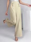 Modely pantalones palazzo de pierna ancha de unicolor casual para mujer