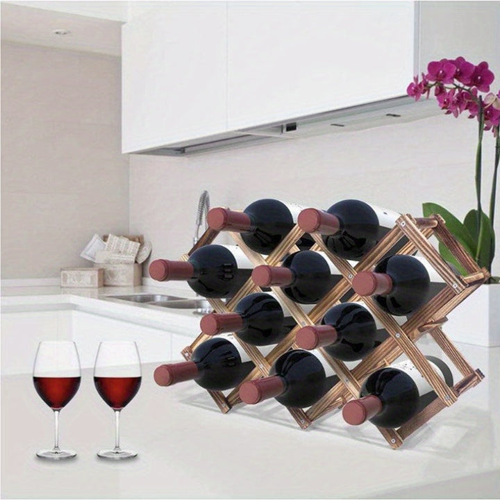 Elegante Estante de Vino de Madera - Diseño Apilable y Plegable para Almacenamiento Fácil | Perfecto para Cocina, Comedor o Decoración de Bar en Casa