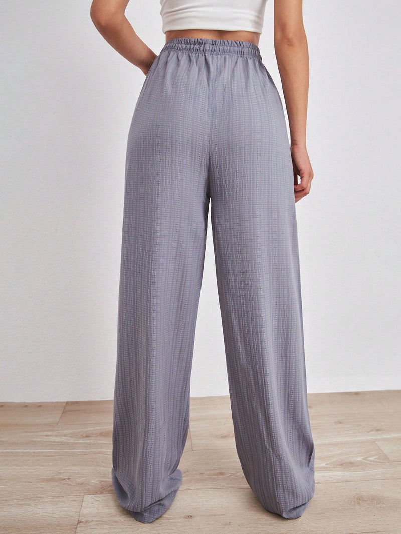 Tall pantalones largos de unicolor con cintura larga y cordon para mujeres altas