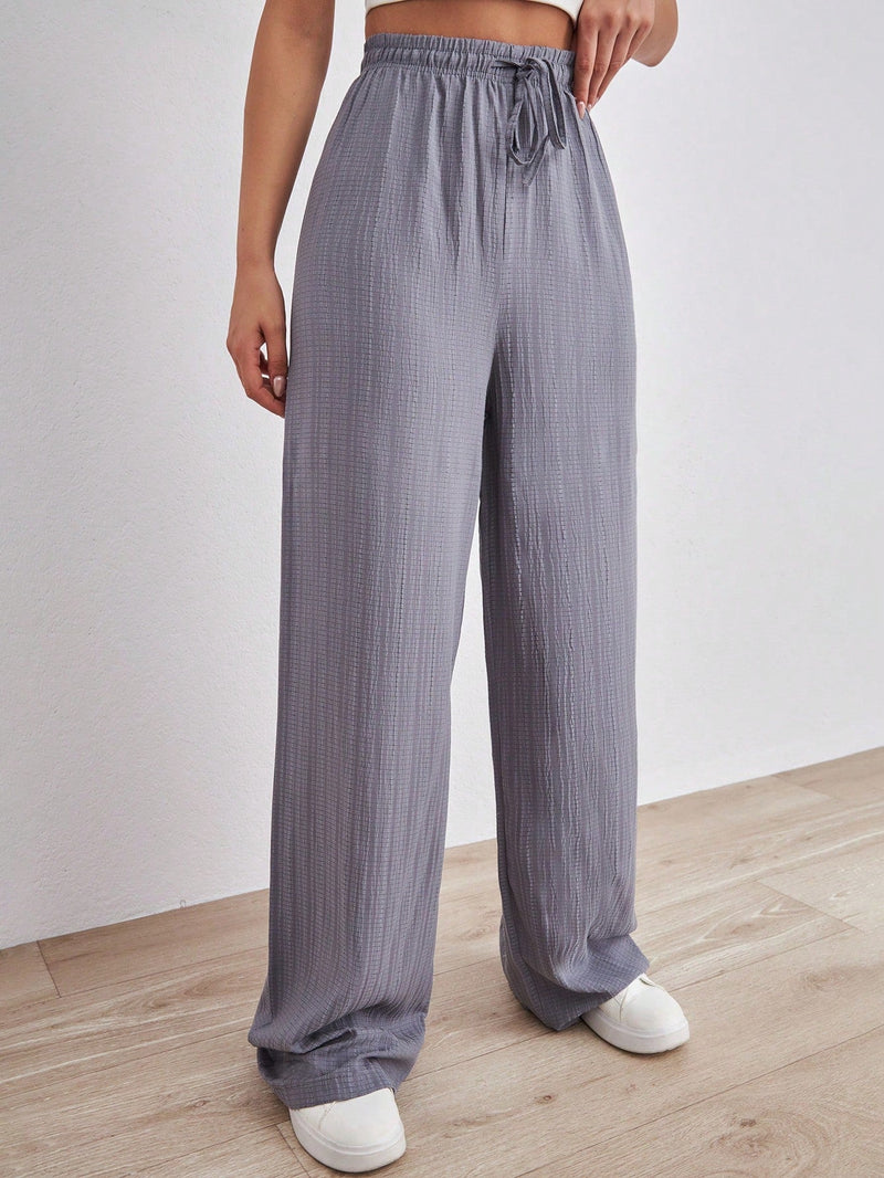 Tall pantalones largos de unicolor con cintura larga y cordon para mujeres altas