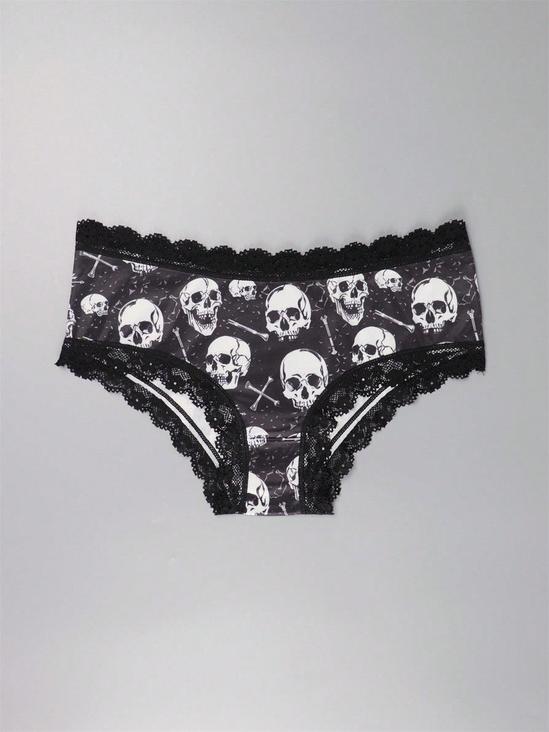 Dircho 3 piezas bikinis goticos sexys y elegantes de tiro bajo para mujer - encaje en contraste, estampado de rosas, calaveras y estrellas en todo el diseno, bragas tipo hipster comodas para mujer - lenceria y ropa interior de halloween