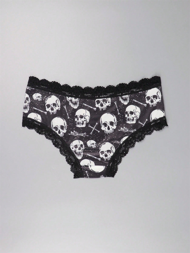 Dircho 3 piezas bikinis goticos sexys y elegantes de tiro bajo para mujer - encaje en contraste, estampado de rosas, calaveras y estrellas en todo el diseno, bragas tipo hipster comodas para mujer - lenceria y ropa interior de halloween