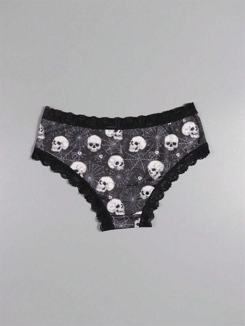 Dircho 10 piezas de bikinis de estilo gotico bajo para mujeres - encaje con contraste, estampados de calaveras, ojos y estrellas de halloween, comodos pantalones tipo hipster - lenceria y ropa interior de halloween - comoda, estilos surtidos, idea de