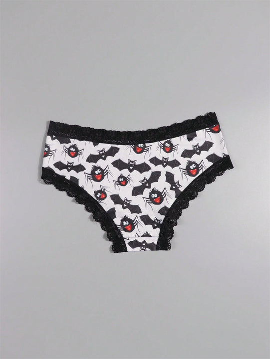 Dircho 10 piezas de bikinis de estilo gotico bajo para mujeres - encaje con contraste, estampados de calaveras, ojos y estrellas de halloween, comodos pantalones tipo hipster - lenceria y ropa interior de halloween - comoda, estilos surtidos, idea de