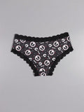 Dircho 10 piezas de bikinis de estilo gotico bajo para mujeres - encaje con contraste, estampados de calaveras, ojos y estrellas de halloween, comodos pantalones tipo hipster - lenceria y ropa interior de halloween - comoda, estilos surtidos, idea de