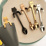 3 piezas de cucharas de café en forma de gato de acero inoxidable, cucharas para helado miniatura, encantadores utensilios de cocina, regalo perfecto para cumpleaños, fiestas, vacaciones para amantes de los gatos