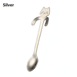 3 piezas de cucharas de café en forma de gato de acero inoxidable, cucharas para helado miniatura, encantadores utensilios de cocina, regalo perfecto para cumpleaños, fiestas, vacaciones para amantes de los gatos