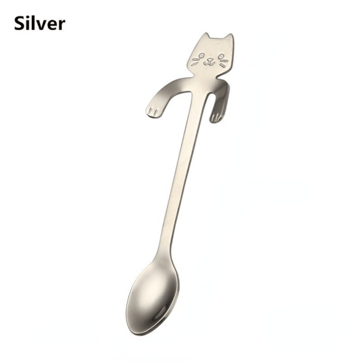 3 piezas de cucharas de café en forma de gato de acero inoxidable, cucharas para helado miniatura, encantadores utensilios de cocina, regalo perfecto para cumpleaños, fiestas, vacaciones para amantes de los gatos