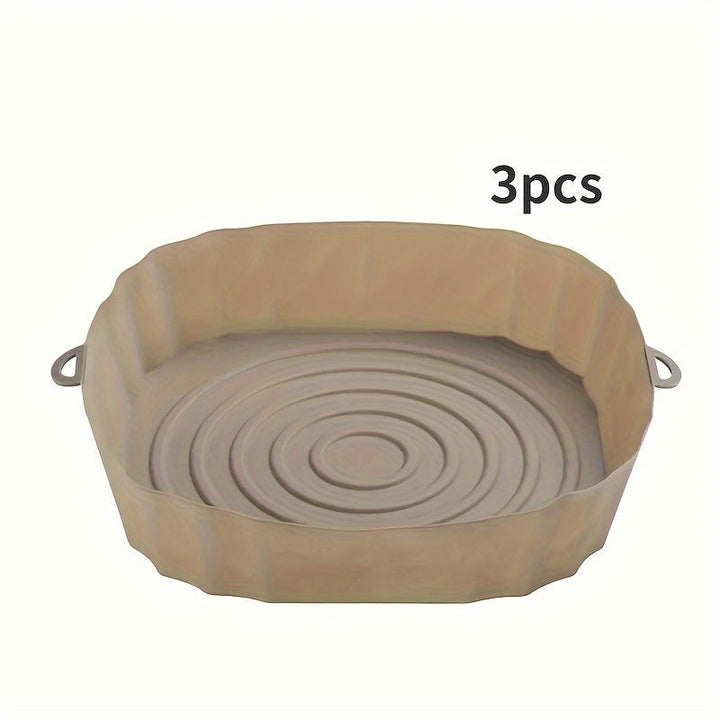 3 paquetes de revestimientos de silicona para freidora de aire de 18,01 cm, bandejas para hornear antiadherentes reutilizables, accesorios para horno, utensilios de cocina para herramientas para hornear