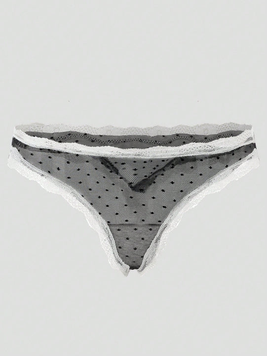 1 pieza tanga sexy de encaje y malla para mujer