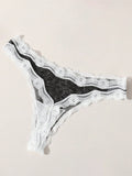 1 pieza tanga sexy de encaje y malla para mujer