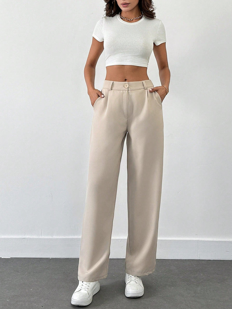 Pantalones de mujer con detalles de costura de talle alto