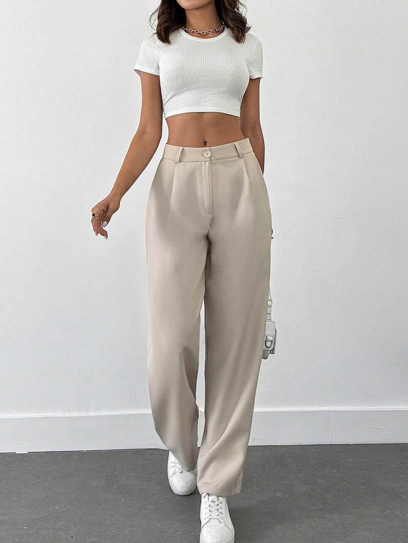 Pantalones de mujer con detalles de costura de talle alto