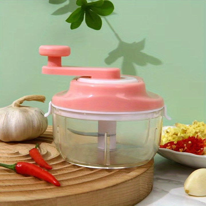 1pc Kitchencraft Molinillo de ajo multifuncional manual - Mezclador de condimentos de plástico sin carga con manija giratoria para preparación fácil de alimentos