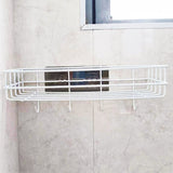 Estante de almacenamiento multifuncional para baño de pared, estante de almacenamiento para cocina, 1 estante de gel de ducha de hierro fundido con gancho, estante de almacenamiento de artículos esenciales para baño de pared sin perforaciones