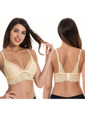 Curve muse bralette sin relleno con escote profundo y encaje floral, paquete de 2, tallas grandes