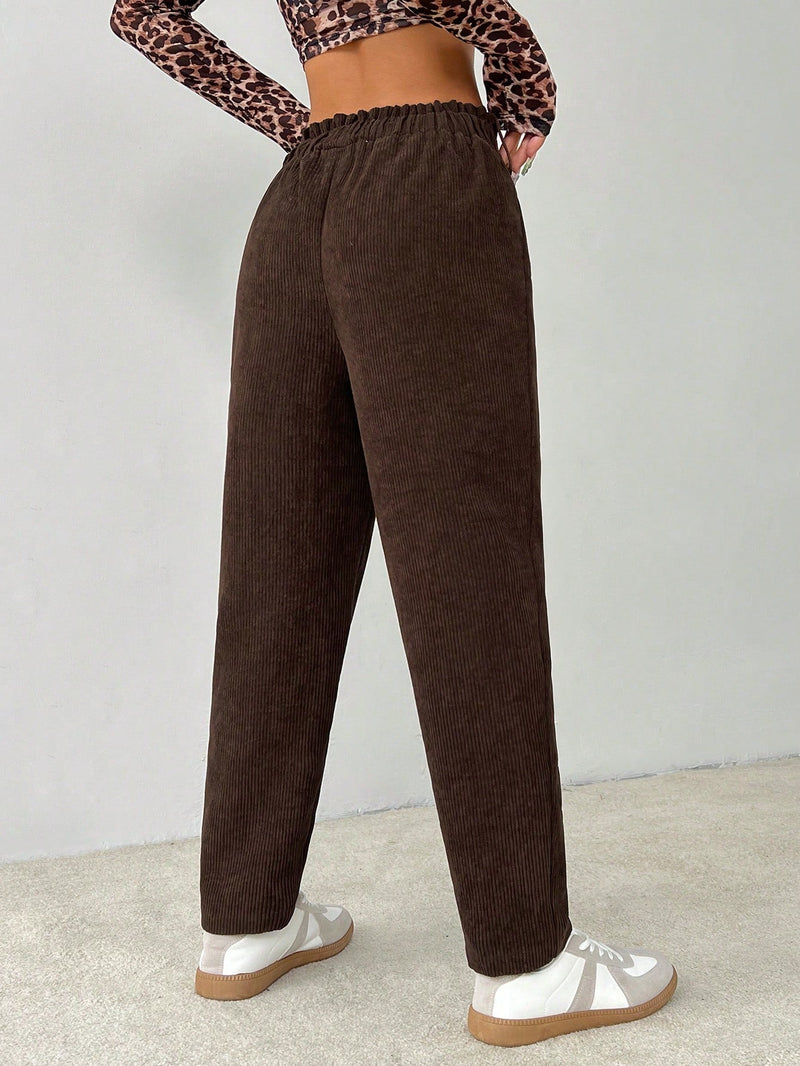 Petite pantalones de pana para mujer con cintura elastica en la parte trasera, apropiados para otono e invierno