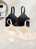 2 piezas sujetador sin aros de acero con costuras invisibles, sin aro, recogido, comodo para mujer