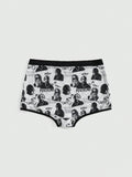 Romwe grunge punk 1 pieza calzoncillos boxer con estampado total de punk oscuro, distopia, hip hop, trenzas