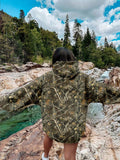 Muchic sudadera con capucha con estampado de leopardo minimalista informal, impreso en toda la prenda, otono invierno