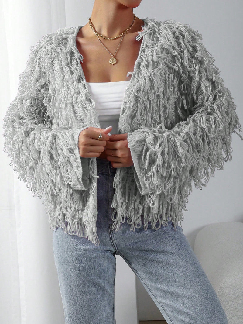 Allurite cardigan casual y elegante de punto con lazo para mujer