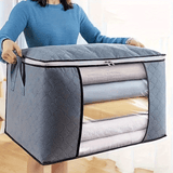 Bolsa de almacenamiento extra grande con asas, organizador portátil para ropa y edredones con ventana transparente, poliéster duradero, ideal para organizar el hogar, dormitorio o residencia estudiantil