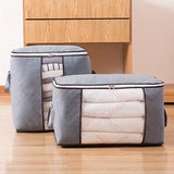 Bolsa de almacenamiento extra grande con asas, organizador portátil para ropa y edredones con ventana transparente, poliéster duradero, ideal para organizar el hogar, dormitorio o residencia estudiantil