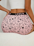 Boxer shorts comodos con estampado de calavera linda y banda con letra