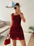 Ezwear vestido ajustado de mujer con estampado de leopardo y malla