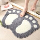 1 unidad de alfombra de baño de microfibra con huella de pata linda, alfombra antideslizante absorbente de 1,8m para baño, inodoro, ducha, cocina - Alfombra de decoración para el hogar, poliéster, lavable en máquina