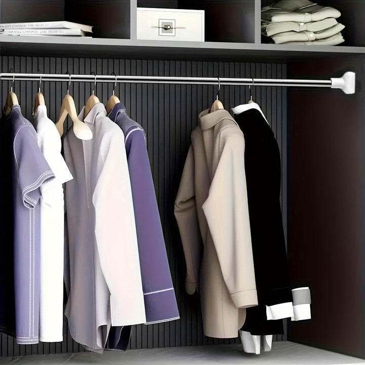 1 pieza de varilla telescópica ajustable sin taladro - Varilla metálica versátil para cortinas de ducha, puertas, soporte de armario y secado, instalación fácil, ideal para accesorios de baño, cortinas de ducha para baño