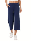 Yesfashion pantalones capri de pierna ancha para mujeres, de corte holgado, para yoga y ocio, con cintura elastica, a la altura de los tobillos y con bolsillos