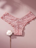 4/piezas tanga sexy para mujer, con diseno de flores pequenas calado y tirantes cruzados de encaje, ropa interior sexy