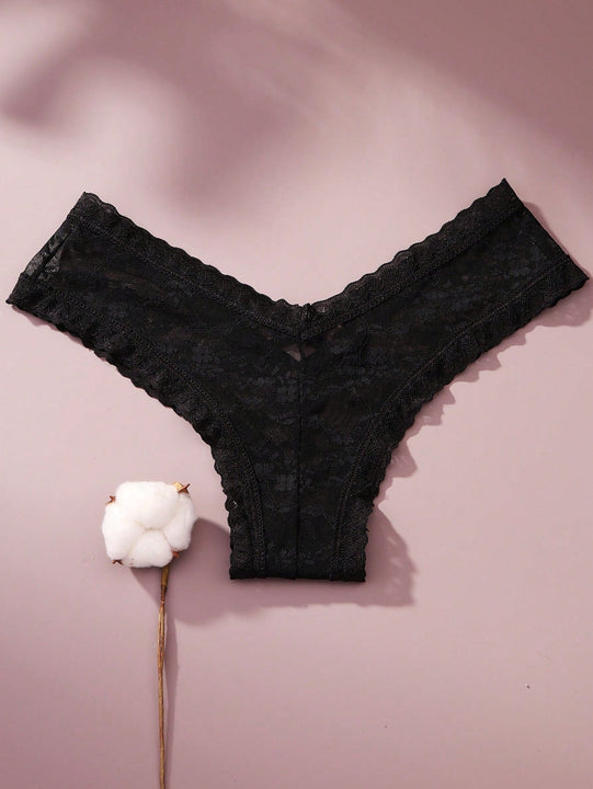 4/piezas tanga sexy para mujer, con diseno de flores pequenas calado y tirantes cruzados de encaje, ropa interior sexy