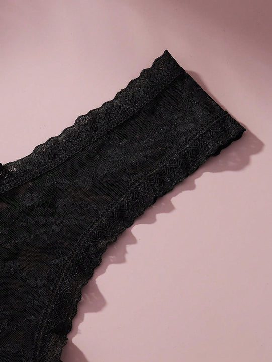 4/piezas tanga sexy para mujer, con diseno de flores pequenas calado y tirantes cruzados de encaje, ropa interior sexy