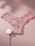 4/piezas tanga sexy para mujer, con diseno de flores pequenas calado y tirantes cruzados de encaje, ropa interior sexy
