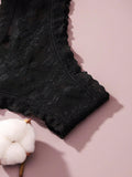 4/piezas tanga sexy para mujer, con diseno de flores pequenas calado y tirantes cruzados de encaje, ropa interior sexy