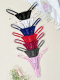 7 piezas/set elegante tanga de encaje de cintura baja, atractivo y elegante