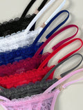 7 piezas/set elegante tanga de encaje de cintura baja, atractivo y elegante