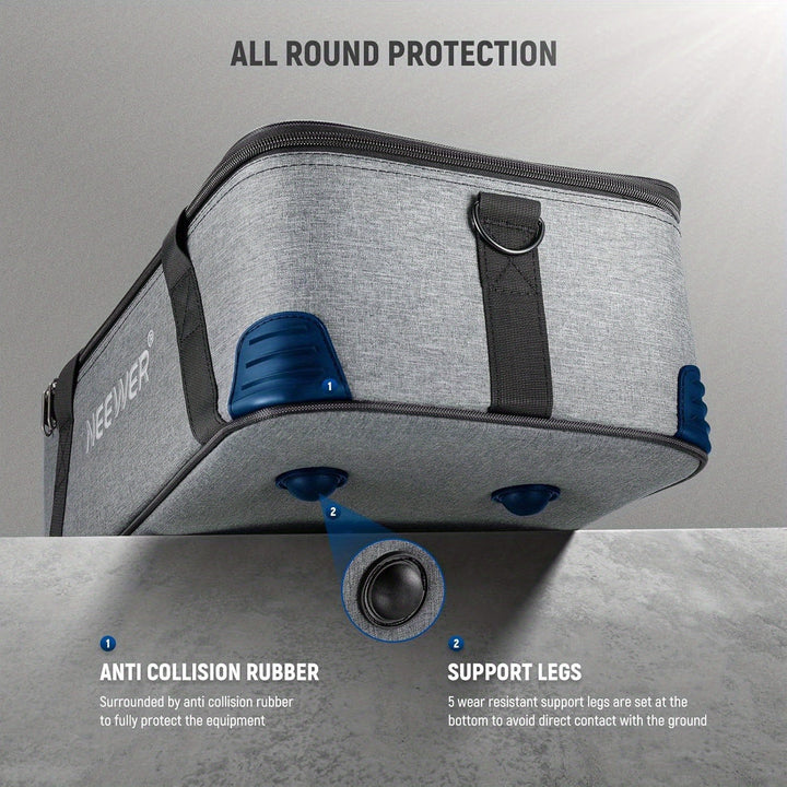 Neewer Bolsa de Transporte para Estudio con Acolchado de Espuma Móvil para Vision 4 ML300, CB60, RGB, MS60, MS150B - Funda de Viaje Duradera de Tela Oxford con Correa para el Hombro y Asa, Pies de Goma Antideslizantes y Antigolpes, Almacenamiento Portáti