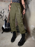 Romwe grunge punk pantalones cargo de moda callejera informal con cadena