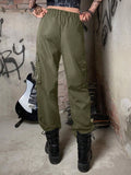 Romwe grunge punk pantalones cargo de moda callejera informal con cadena