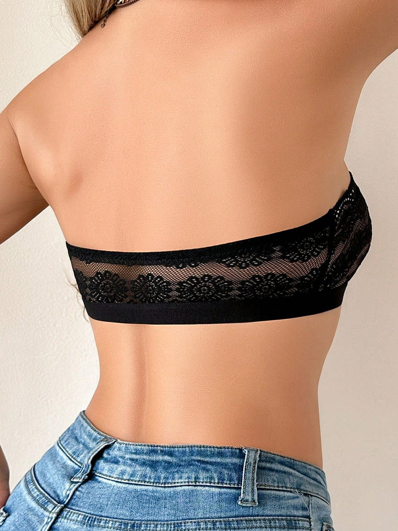 1 pieza bralette inalambrico con abertura frontal de encaje para mujeres