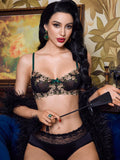 Pinupglam brassiere con encaje, bordado floral y brillo