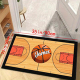 1pc Alfombra de baloncesto personalizada con nombre - Lavable en máquina, Alfombra de comodidad antideslizante para silla de oficina, Fibra de poliéster, Ideal para habitación, uso exterior, cocina - Regalo de vacaciones perfecto