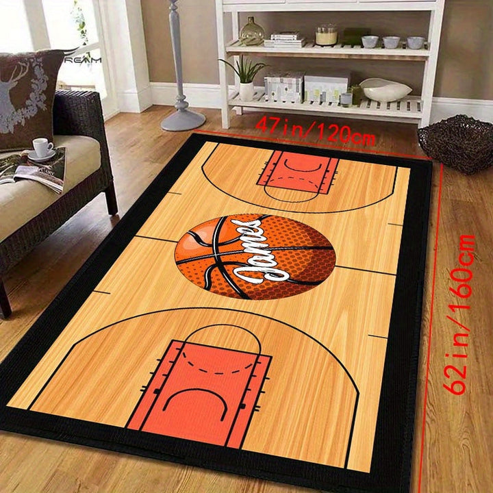 1pc Alfombra de baloncesto personalizada con nombre - Lavable en máquina, Alfombra de comodidad antideslizante para silla de oficina, Fibra de poliéster, Ideal para habitación, uso exterior, cocina - Regalo de vacaciones perfecto